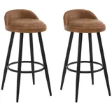 Woltu Barhocker 2er Set rund gepolstert 2 x 2 x 2 cm Braun