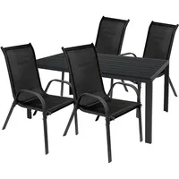 Mojawo Gartengarnitur Sitzgarnitur Outdoormöbel 5-teilig 125x70cm Anthrazit/Schwarz