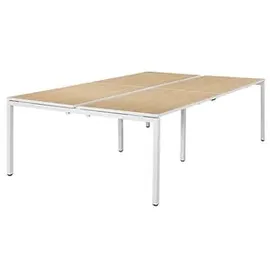 Paperflow easyDesk Doppelschreibtisch buche rechteckig, 4-Fuß-Gestell weiß 280,0 x 166,0 cm
