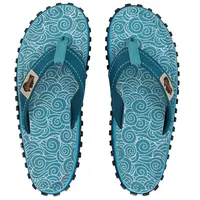 Gumbies Original in Turquoise Swirls T-Strap-Zehentrenner aus recycelten Materialien hergestellt, stabile Gummisole blau 36