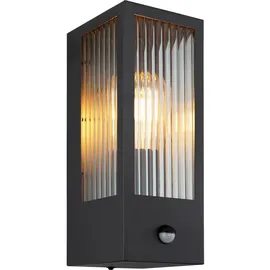 GLOBO Außenleuchte Metall Glas 120 x 320 mm mit Bewegungsmelder schwarz