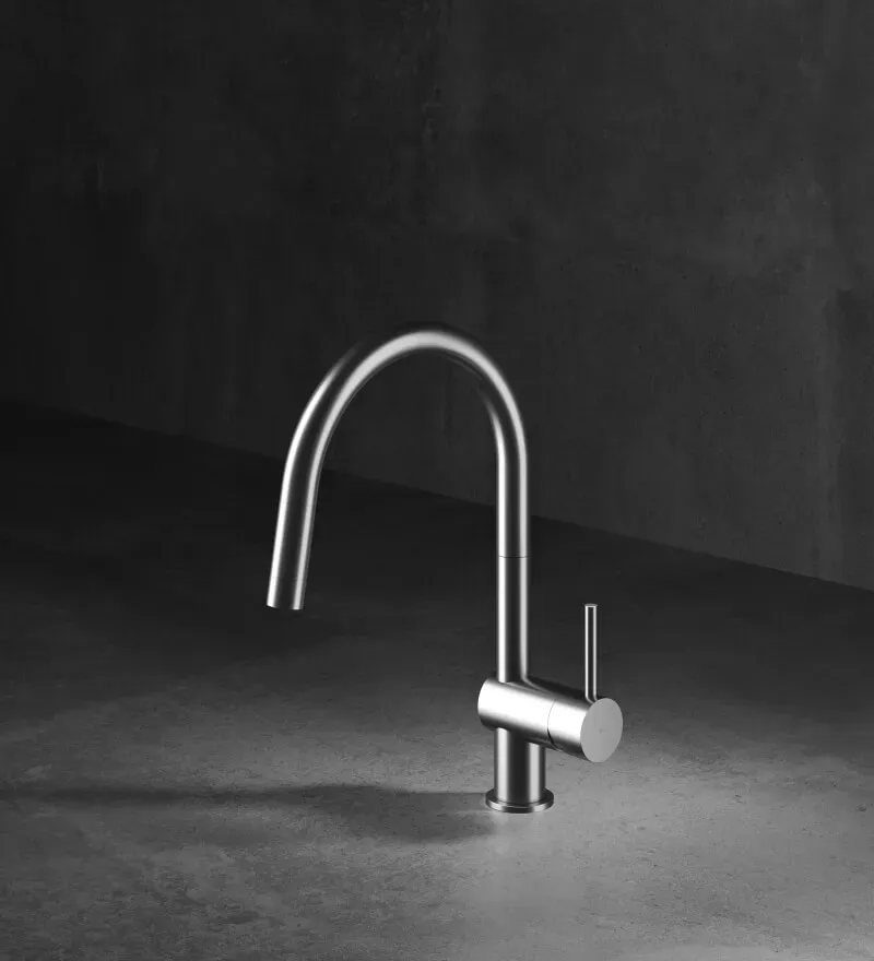 MGS MILANO Vela Einhebel-Küchenmischer mit Ausziehauslauf - titanium