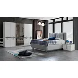 Xlmoebel Schlafzimmer-Set Exklusives Schlafzimmer-Set in Weiß mit Designer-Bett, Schrank und 2, (4tlg Set(Bett +2x Nachttische+Kleiderschrank), Hergestellt in Europa weiß