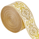 GORGECRAFT Ethnisches Jacquard-Band 33 mm Breit Doppelseitig Leinen Blumenstickerei Polyester Gewebt Goldrand Fransenband Für Heimwerker Nähen Basteln Kleidung Vorhänge Dekoration Zubehör