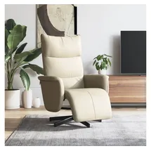 vidaXL Relaxsessel mit Fußteil Kunstleder 55,6 x 106,5 x 88,2 cm Creme drehbar