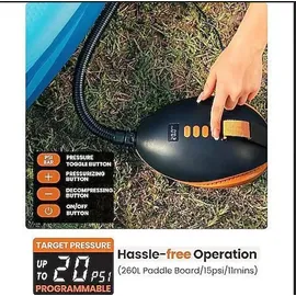 OutdoorMaster The Dolphin 20PSI Hochdruck SUP Pumpe Elektrische, 12V DC Auto-Anschluss Luftpumpe
