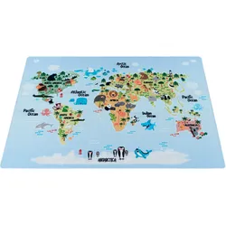 Kinderteppich AYYILDIZ TEPPICHE "PLAY 2917", blau, B:140cm H:6mm L:200cm, Polyamid, Teppiche, robuster Kurzflor, Weltkarte,Kinderzimmer