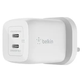 Belkin 65W Dual USB-C Ladegerät, Power Deliver, PPS, weiß + 2m USB-C/USB-C Kabel