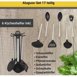 Krüger Aluguss-Topf-Set 6-tlg. schwarz 4 x Fleischtopf + Stieltopf + Steakpfanne