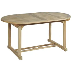 Tisch SOLO ausziehbar oval Teak B-grade unbehandelt Maschinenproduktion