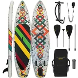 ALPIDEX Stand Up Paddle Set SUP 320 x 76 x 15 cm max. belastbar bis 200 kg Aufblasbar Stabil Leicht Komplett Set Tragetasche Paddel Finnen Luftpumpe Leash Repair Kit, Farbe:White