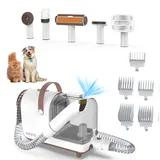 emmi-pet Grooming Kit Home - 6in1 Hundeschermaschine mit Staubsauger | Dreifachnutzung mit Schermaschine, Kamm & Staubsauger | 6 professionellen Bürste | 3 Saugstufen für Hunde & Katzen | mit Display