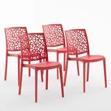 Stühle aus Polypropylen mit Glasfaser, stapelbar, für Innen, Küche oder Esszimmer, für Außen & Garten, Bar- und Restaurantstühle, modernes Design - Anna (4 Stühle, Rot)