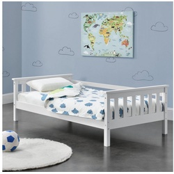 en.casa Kinderbett, »Nuuk« Bett mit Rausfallschutz weiß 80x160cm weiß 90 cm x 168 cm x 52 cm