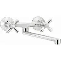 Wandarmatur Kreuzgriff Retro Armatur Wasserhan langer Auslauf ca 272mm Zweigriff