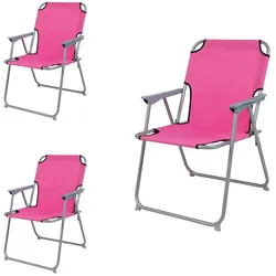 3 Stück Campingstuhl Stoff Oxfort Metall Pink