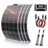 Rhein Beleuchtung Solarmodul 800W Flexibles Solarpanel Set für Wohnmobil Garten Boot 12V, 800 W, Monokristallin, (Ultraflach, IP65, für gewölbte Flächen und Off-Grid-Systeme), 4×200W Module mit 40A Regler & MC4 Verteiler (1 zu 4)
