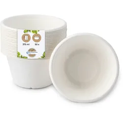 BIOZOYG 50 Stück Suppenbecher 375ml Einwegbecher Ø 10,5cm, kompostierbar, aus Zuckerrohr, umweltfreundliche Bio-Einweg Speisebecher Bagassebecher