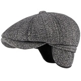 Sporty Flat Cap Winter Flat Cap Schirmmütze mit Ohrenklappen Herren Schiebermütze grau XL (59-61)