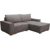 MEBLE-LUX - Ecksofa Cord mit Schlaffunktion und Bettkasten Sven I Cord Sofa L Form 235cm Breit I Eckcouch Cord mit Schlaffunktion I Federkern I Rechte Ottomane Sofa Grau