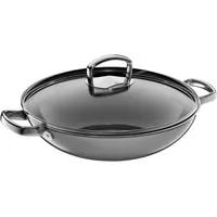 WMF Fusiontec Mineral Wok mit Glasdeckel, 32 cm, Platinum