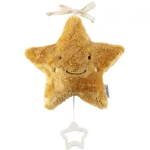 Sterntaler Spieluhr mittel Stern gelb zum Anbinden, Baby Einschlafhilfe mit integriertem Spielwerk zum Aufziehen, Melodie: Weißt du, wieviel Sternlein Stehen, ab Geburt für Mädchen und Jungen