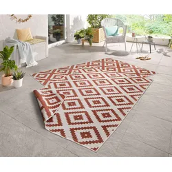 Teppich NORTHRUGS "Malta Wendeteppich", orange (terra, creme), B:240cm H:5mm L:340cm, Kunstfaser, Teppiche, In-& Outdoor, Wetterfest, Balkon, Terrasse, Raute, Läufer, Wohnzimmer