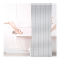 Relaxdays Duschrollo, semitransparenter PVC Badvorhang, Badewanne u. Dusche, 100 x 240 cm, wasserabweisend, weiß/schwarz