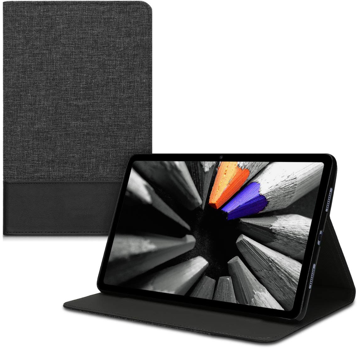 kwmobile Hülle kompatibel mit Huawei MatePad (10.4") - Slim Tablet Cover Case Schutzhülle mit Ständer Anthrazit Schwarz