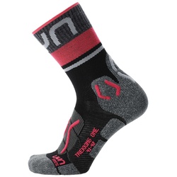 UYN Damen Trekking Socken - One Merino Socks, Wandersocken, Merino, Logo Grau/Rosa 37-38