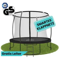 Zero Gravity Gartentrampolin Ø 244/305/366/427 cm, Trampolin Outdoor mit Leiter, Komplett-Set, Ø 305 cm, Trampolin Outdoor Komplett-Set, TÜV GS, Smarter & schneller Netzabbau schwarz 305 cm