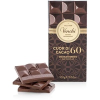 Venchi Tafel Cuor di Cacao 60%, 100 g – Zartbitterschokolade – glutenfrei