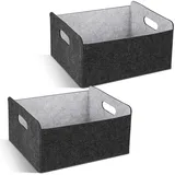 QGGTQG Aufbewahrungskorb Filz, Faltbarer Korb Aufbewahrung, 2 Stück Aufbewahrungsbox Filz, Verdicken Filzbox Aufbewahrung, Filzkorb, für Regale, Schränke, Zuhause, Büro