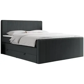 MKS Boxspringbett, KING DOREN 160/200 Dunkelgrau Struktur - H3