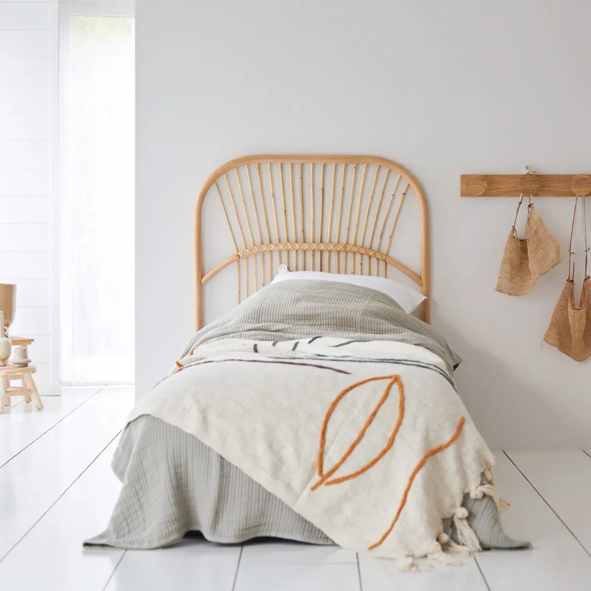 Kopfteil für Bett aus Rattan 90 cm Schlafzimmer Doppelbett Kopf