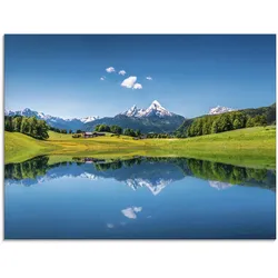 Artland Glasbild »Landschaft in den Alpen«, Berge, (1 St.), in verschiedenen Größen Artland Farbe Bild(er): blau