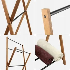 Kadax Handtuchhalter aus Holz, Wäscheständer mit Trockenfläche bis 3,5m,