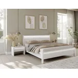 Home Affaire Massivholzbett HOME AFFAIRE "Moivre", weiß, B:209cm H:97cm L:214cm, Betten, Massivholzbett, inkl. LED-Beleuchtung