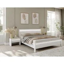 Home Affaire Massivholzbett HOME AFFAIRE "Moivre", weiß, B:209cm H:97cm L:214cm, Betten, Massivholzbett, inkl. LED-Beleuchtung