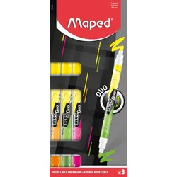Maped Doppelseitiger Textmarker-Stift FLUO DUO x 3