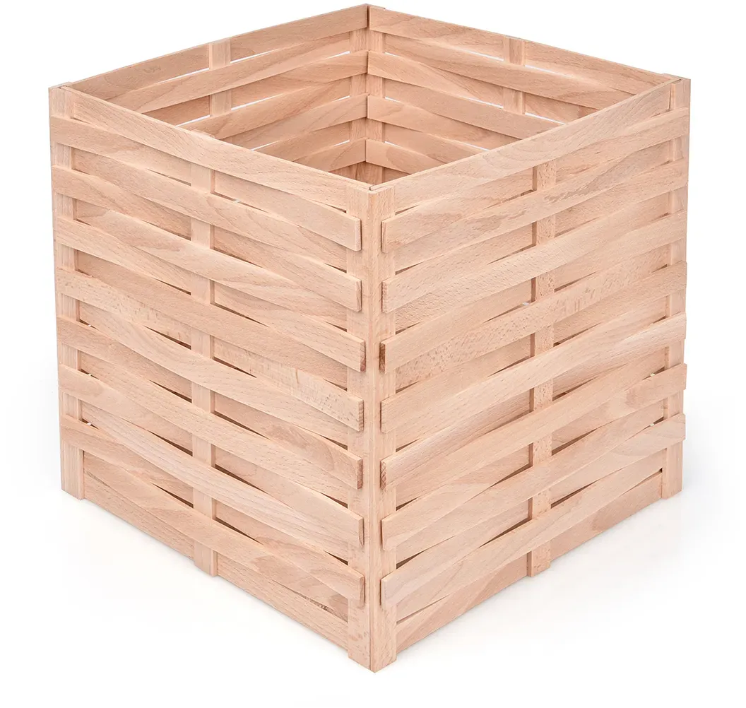 Aufbewahrungskorb aus Buchenholz-Holzstäbchen | Komplett Bastelset Farbvariante wählen: Natur