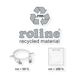 roline recycled material ROLINE RM UTP DataCenter Patchkabel Kat.6A (Class EA), Slim, weiß, 0,3 m