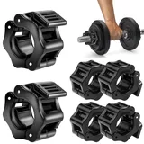 mizikuu 6 Stück Hantelverschlüsse, Hantelstangen Verschluss 25mm Schnellverschluss Hantel Verschluss Langhantel Klemmen Kragen Clips Barbell Clamp für Langhantelstangen, Kurzhantelstangen, Schwarz