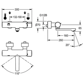 kwc aquarotter gmbh AR Wandbatterie F5 Thermostat 260 mm