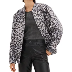 nachhaltiger Damen Blouson im Leo-Print Übergangs-Jacke Frühlings-Jacke kuschelige Sommer-Jacke 909753 Beige - 46