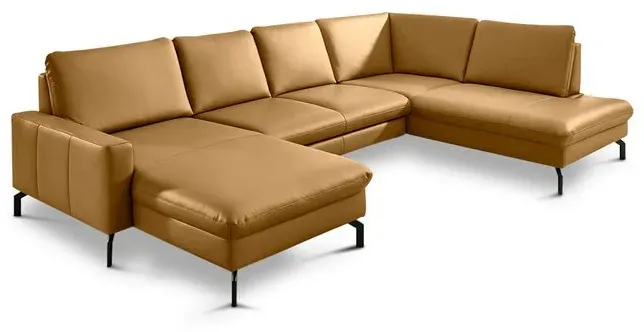 ComfortPlan Ecksofa Detroit Leder Kurkuma