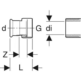 Geberit Mapress Edelstahl Übergang mit Überwurfmutter d28-G1