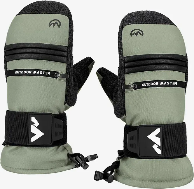 OutdoorMaster 3M & KEVLAR wasserdichte Skifäustlinge für Erwachsene Herren & Damen Grau S