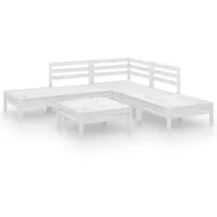 vidaXL 6-tlg Garten-Lounge-Set Massivholz Kiefer Weiß