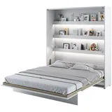 meblini Schrankbett Bed Concept - Wandbett mit Lattenrost - Klappbett mit Schrank - Wandklappbett - Murphy Bed - Bettschrank - BC-13-180x200cm Vertikal - Weiß Hochglanz, Holzwerkstoff, 7-Zonen, Rechteckig, 180x200 cm, Schlafzimmer, Betten, Klappbetten